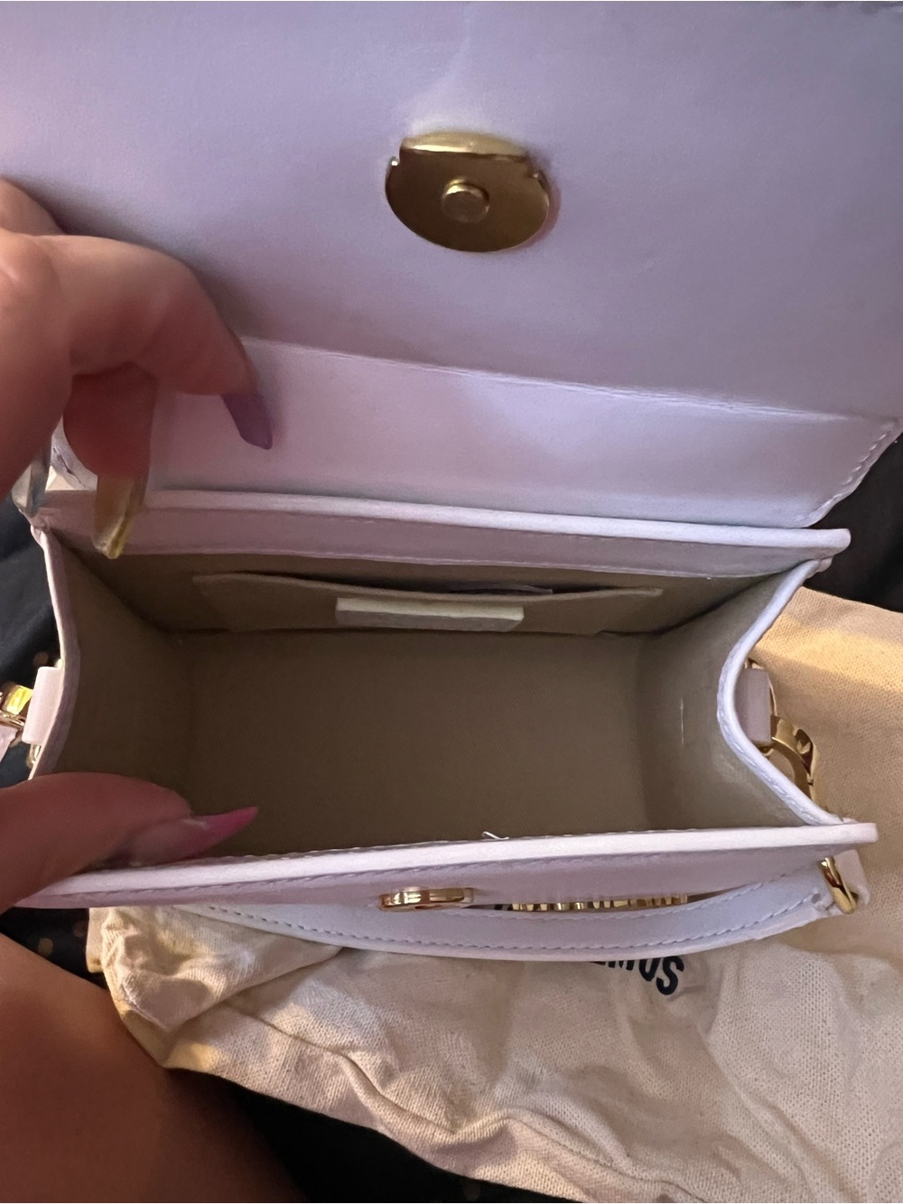 Jacquemus White Le Chiquito Mini Top-Handle Bag with Gold Logo - Picture 6 of 8